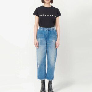 MM6 Gathered Waist Jeans in Blue, size 38IT (like a size 2)